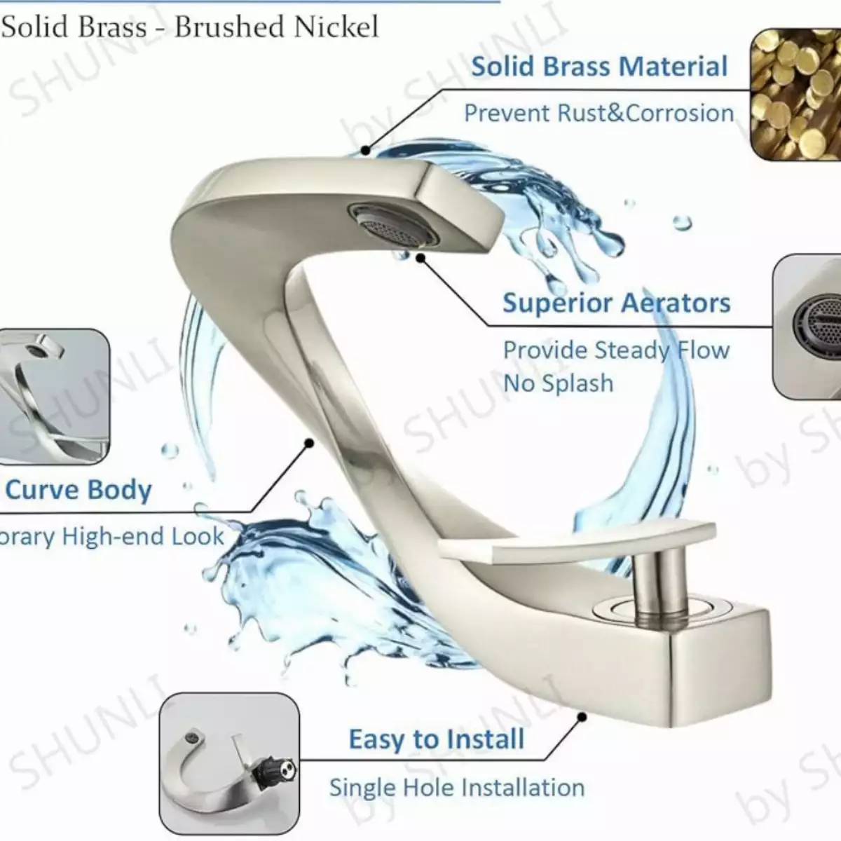 Robinet de Salle de Bain Élégant - Finition Laiton ou noir